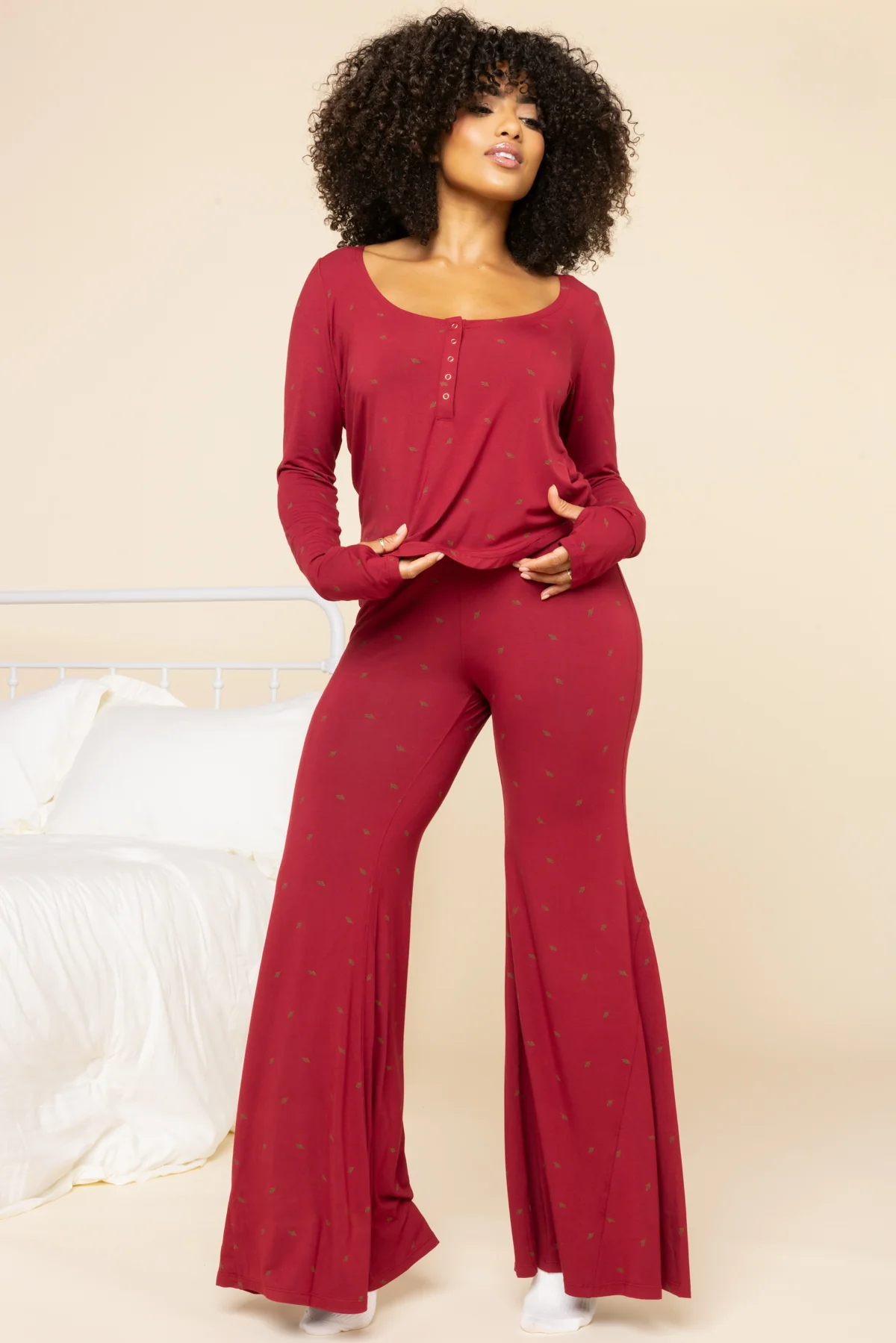 Deep Sleep Bell Bottoms - Cranberry