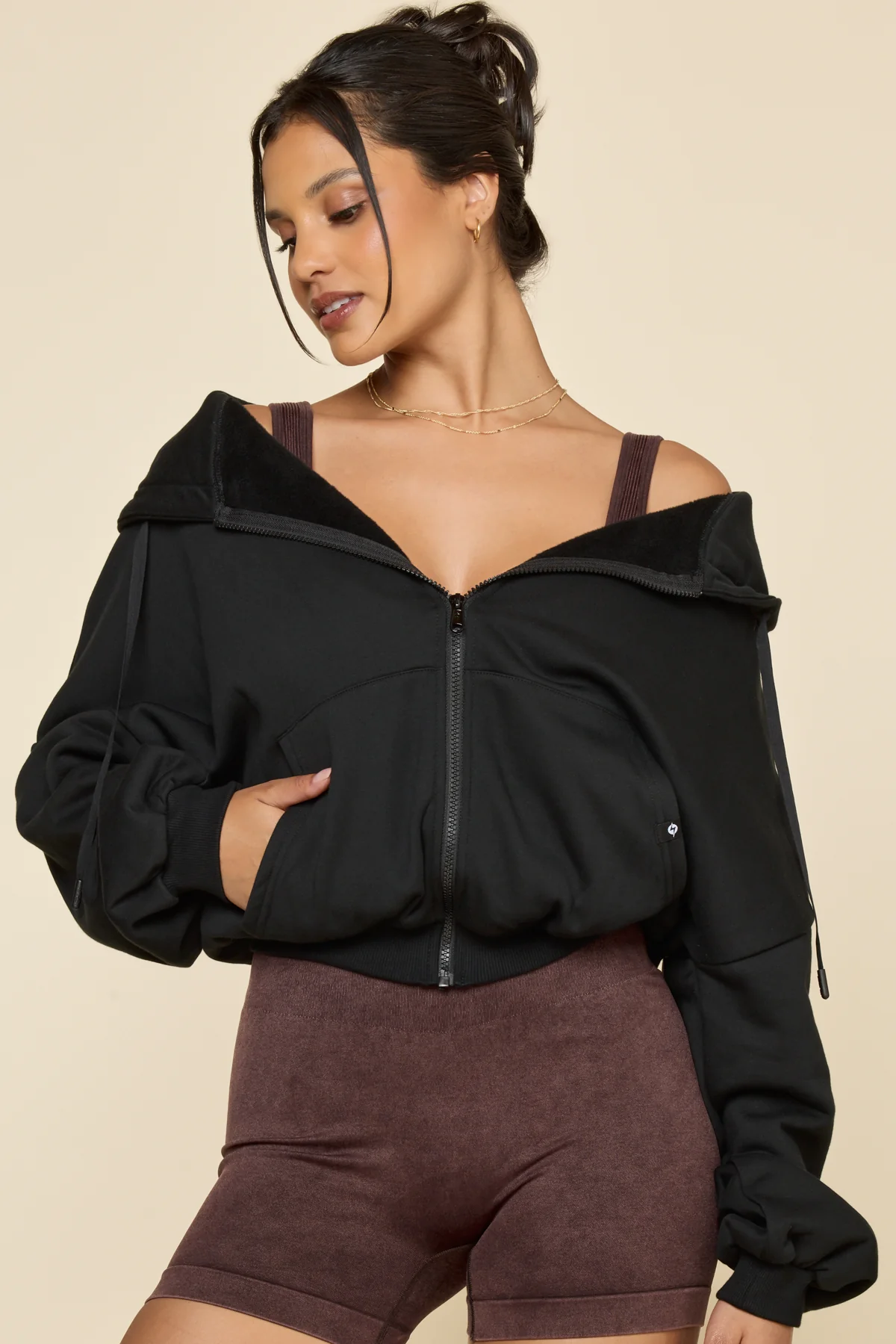 Zip Cloud Hoodie - Black