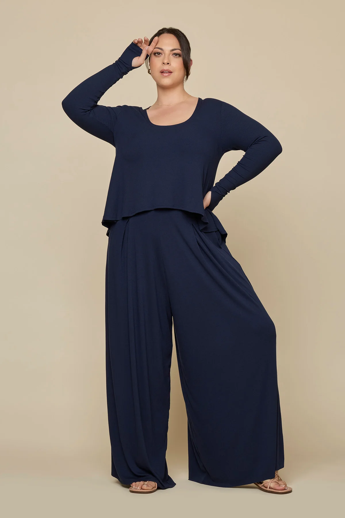 Go with the Flow Wide Leg Pant - Cosmic Navy