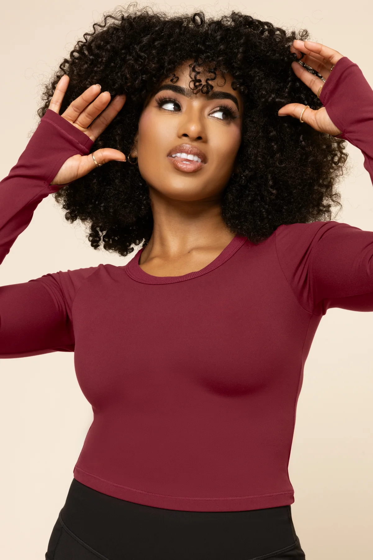Call Me Baby Reversible Long Sleeve Top (Cropped) - Crimson