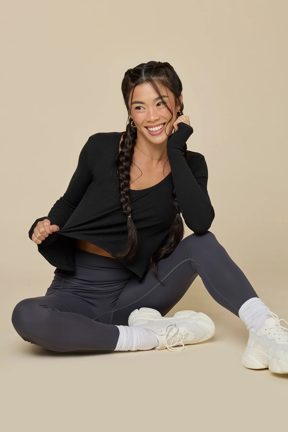 Go With The Flow Long Sleeve Top - Black