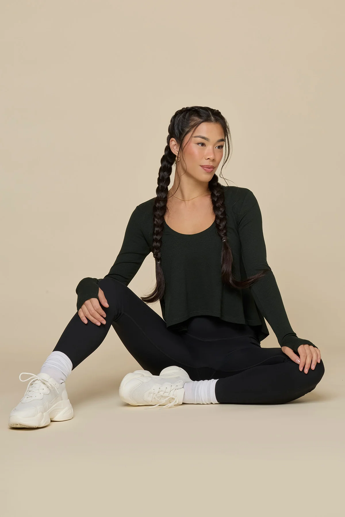 Go With The Flow Long Sleeve Top - Deep Forest