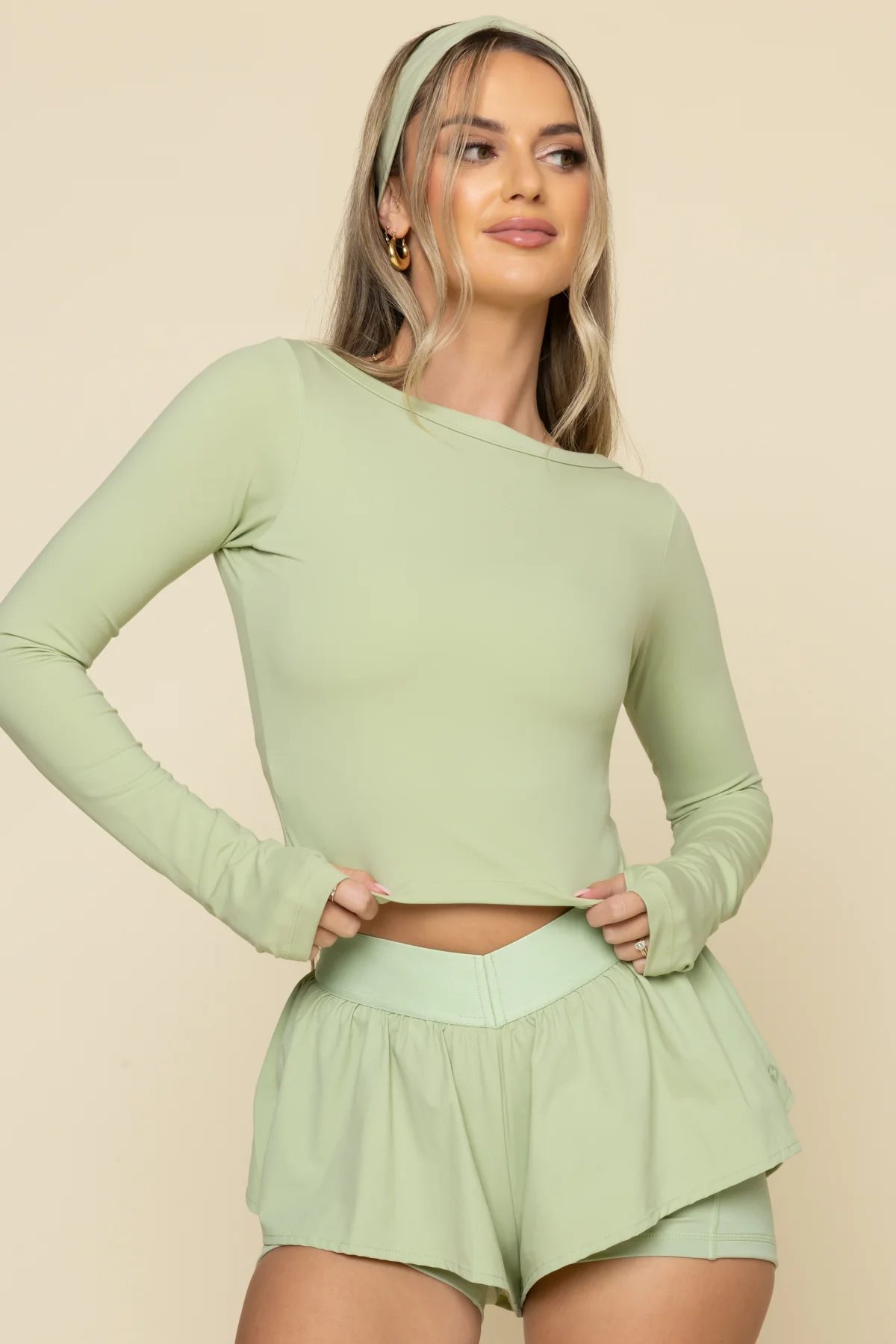 Your Favorite Reversible Long Sleeve Top (Cropped) - Pistachio