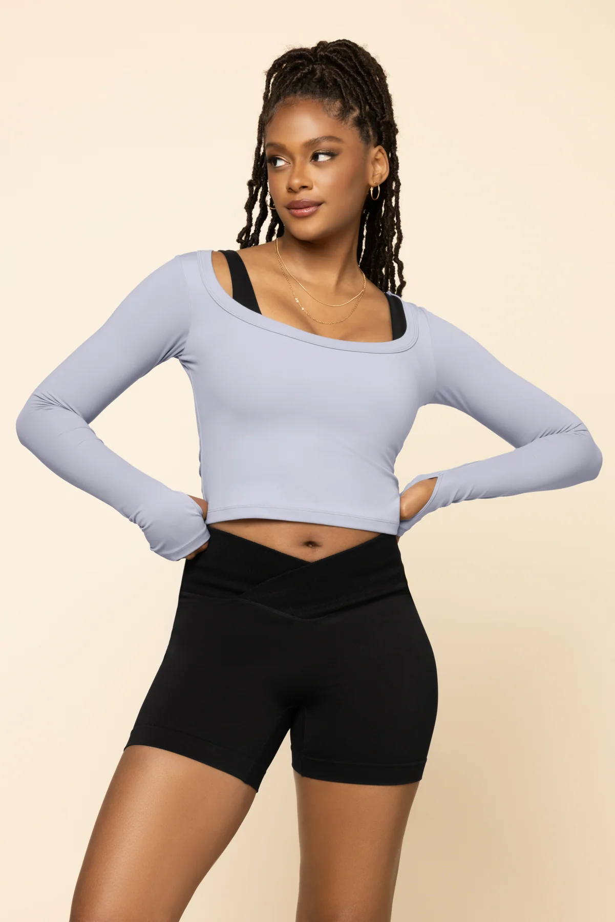 Your Favorite Reversible Long Sleeve Top (Cropped) - Country Blue