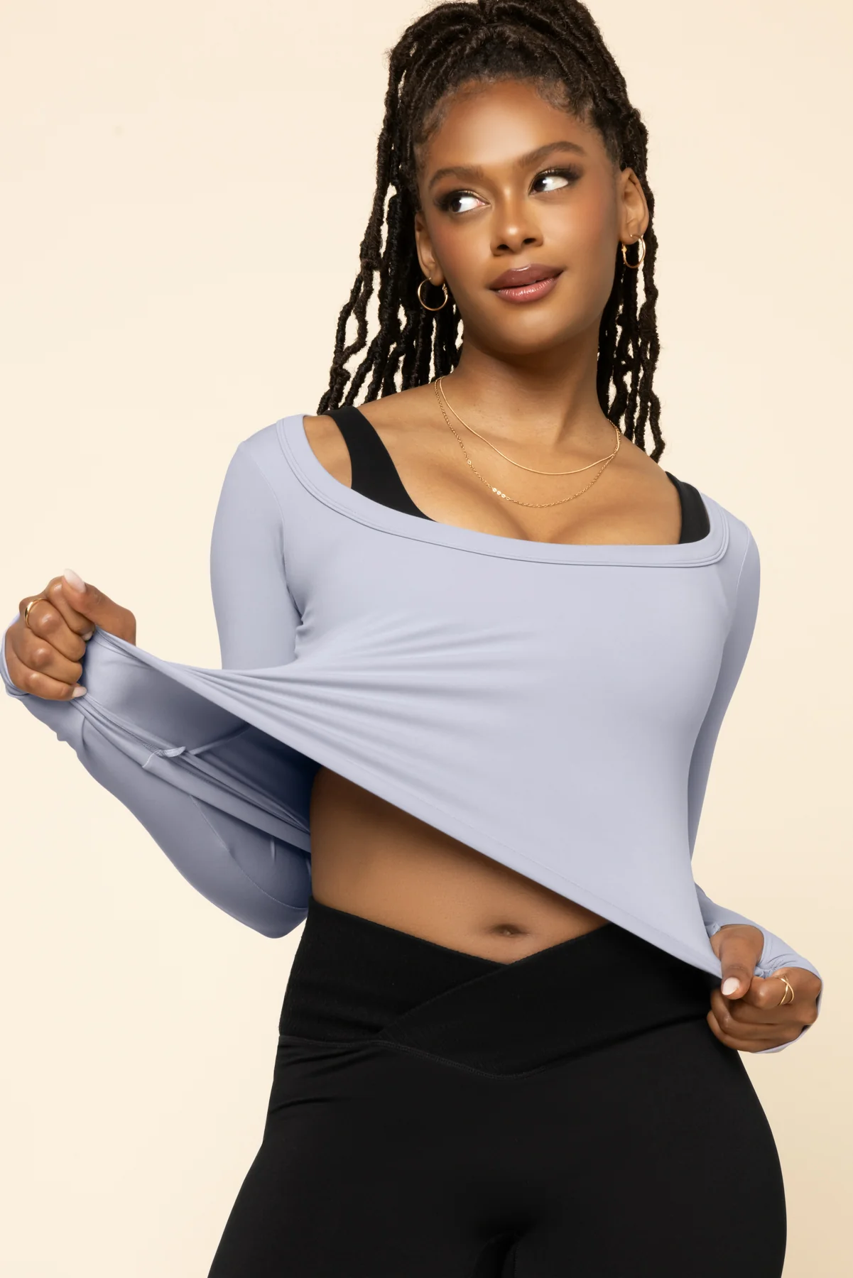 Your Favorite Reversible Long Sleeve Top (Cropped) - Country Blue