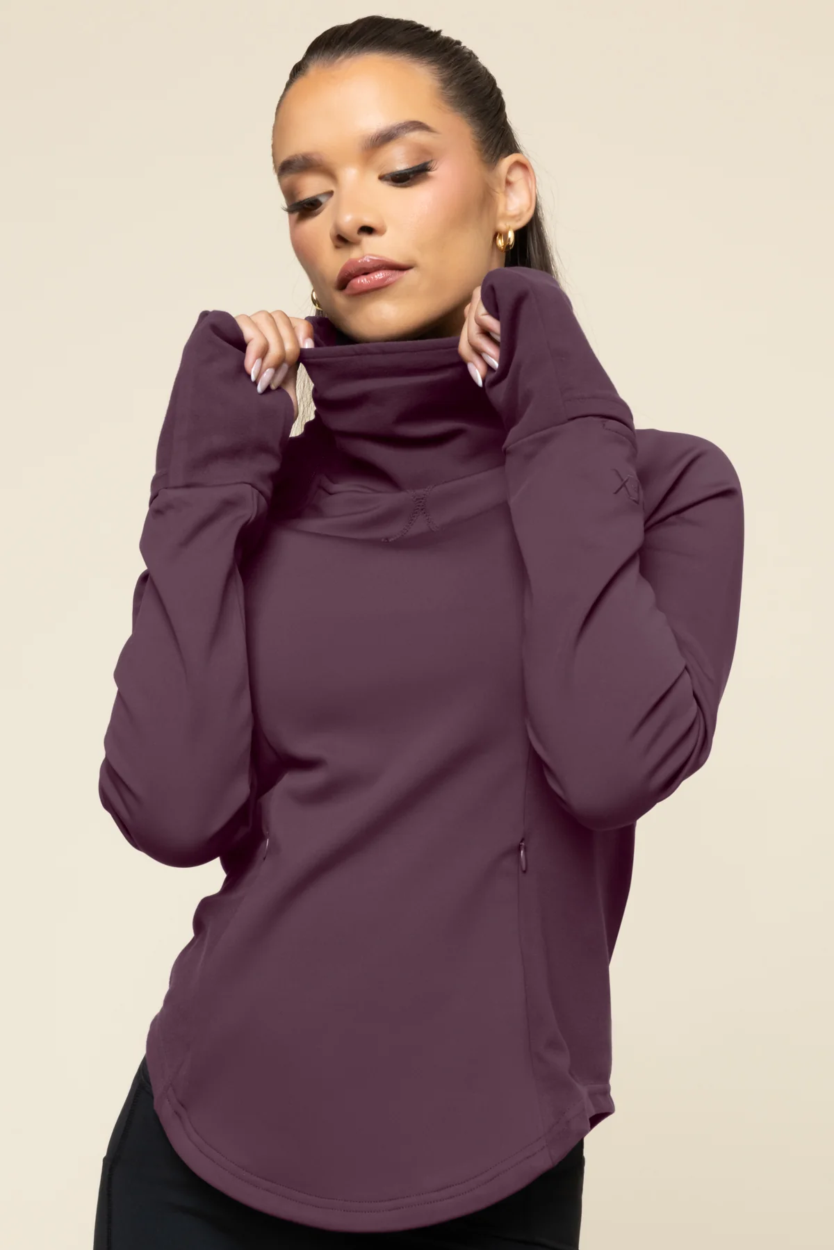 Chasing Pavements Mockneck Pullover - Aubergine