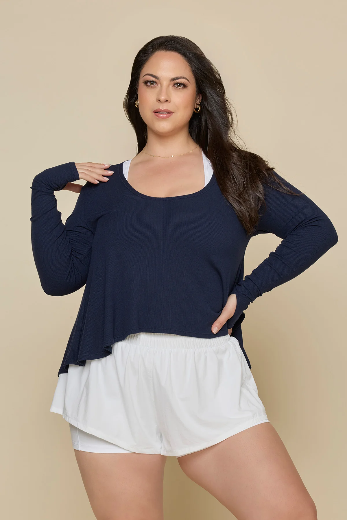 Go With The Flow Long Sleeve Top - Cosmic Navy