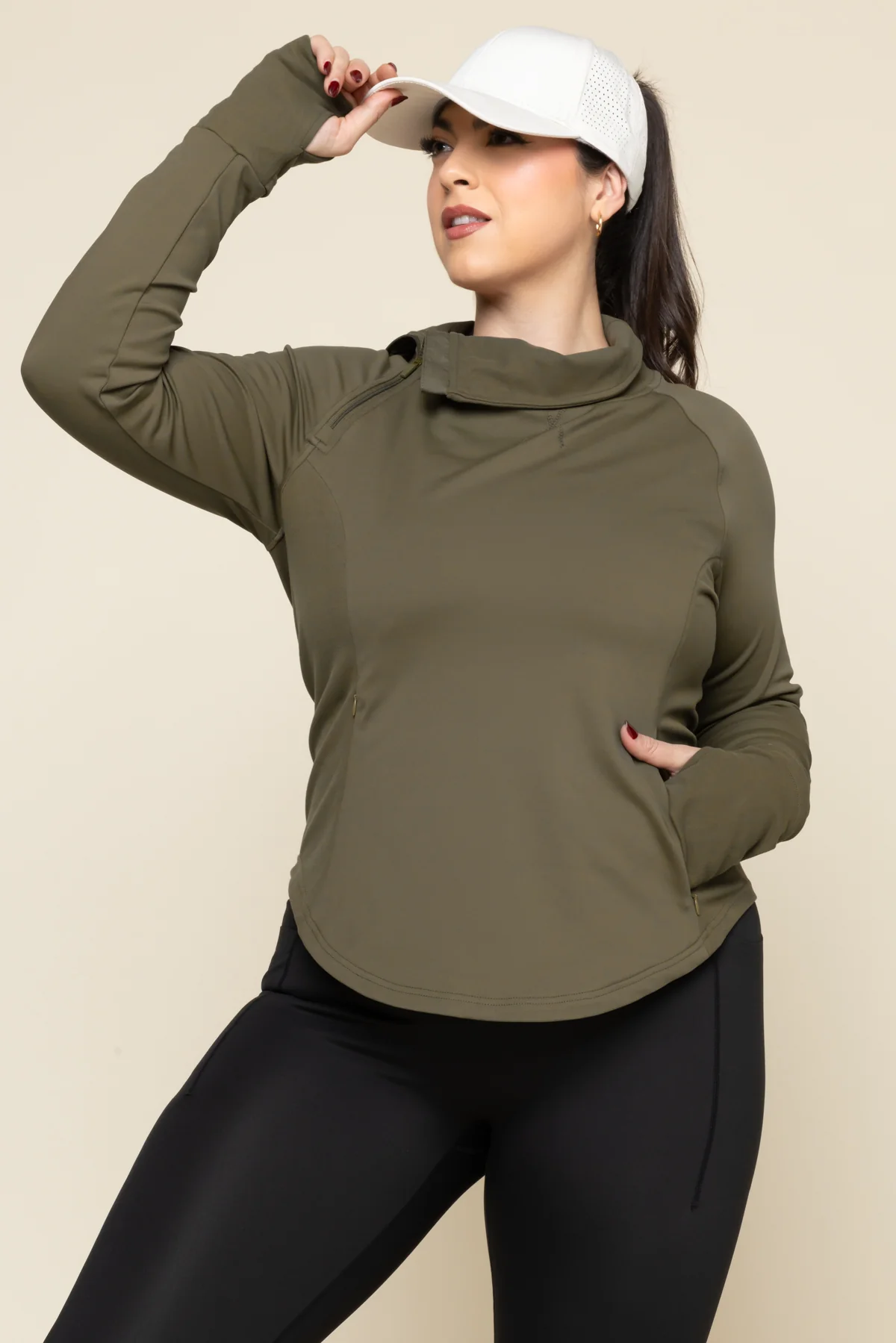 Chasing Pavements Mockneck Pullover - Grasshopper