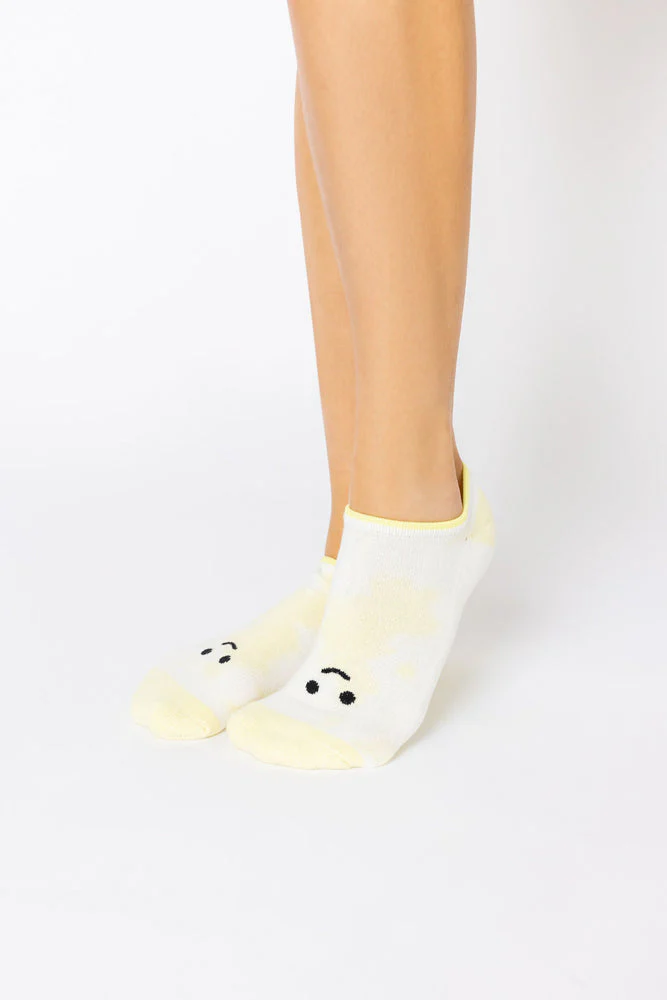 Happy Face Low Rise Socks - Yellow Tie Dye