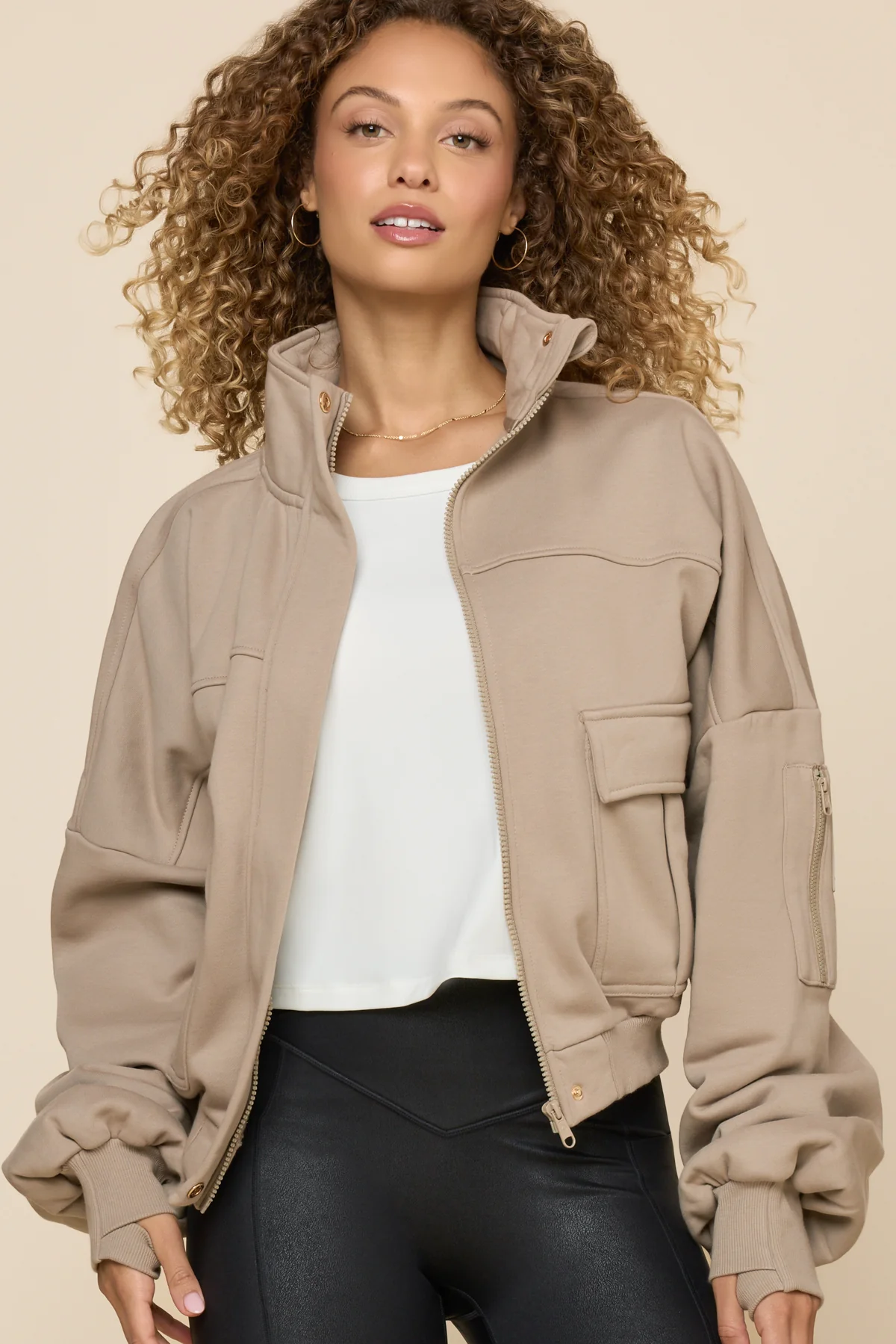 Fly High Bomber Jacket - Taupe