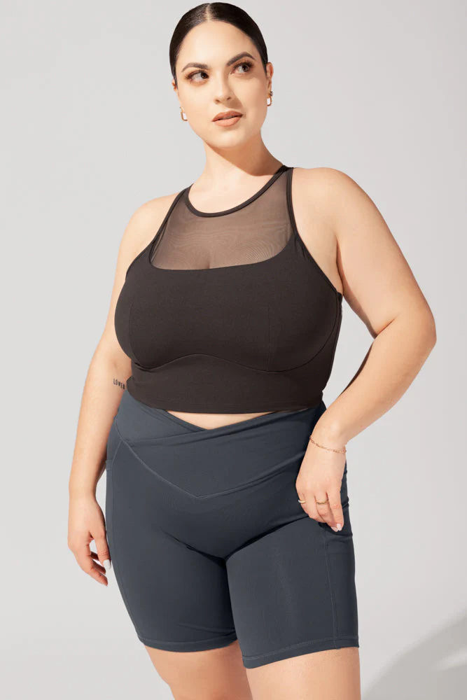 Celeste Mesh Crop Bralette - Black