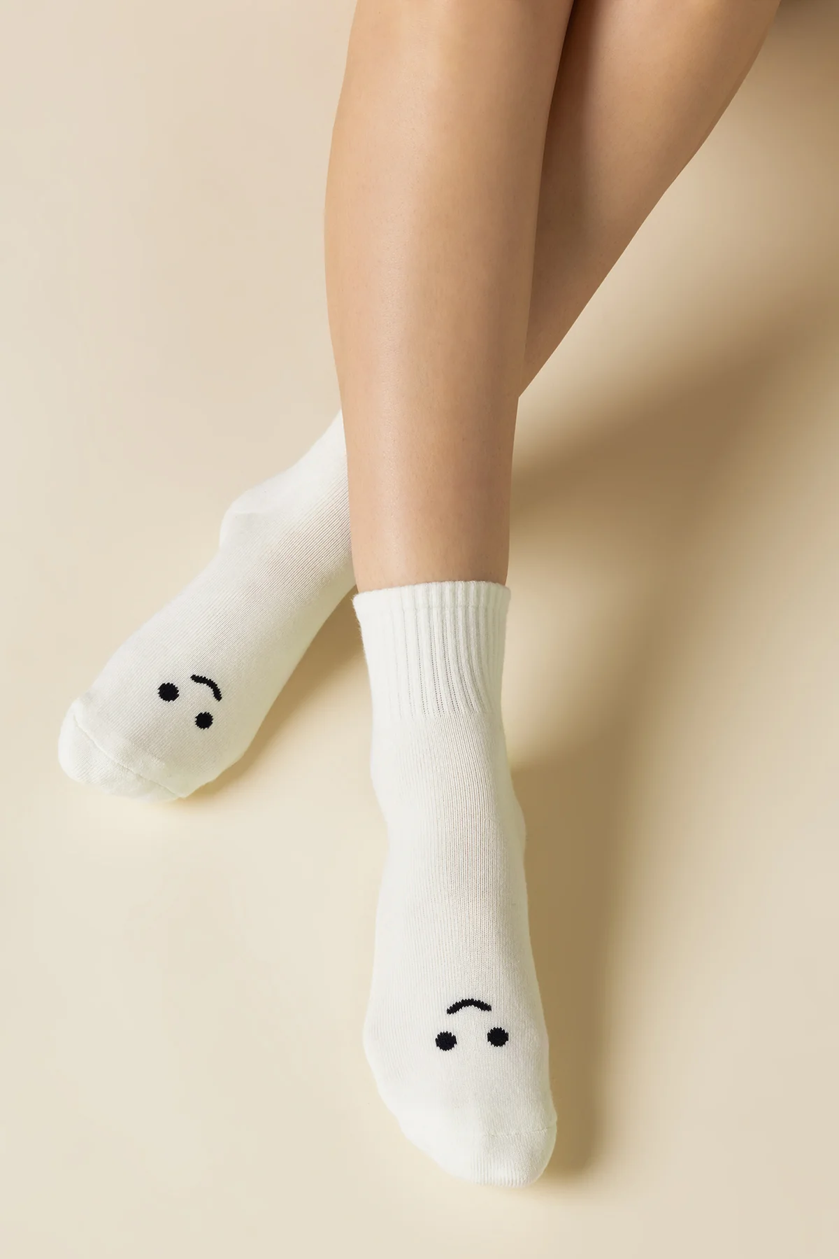 Mixed Emotions Crew Socks - Happy Face