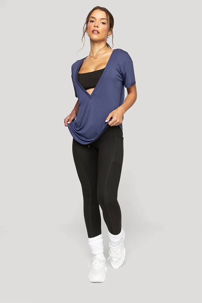 Reversible Deep V Tee - Nightshade Blue