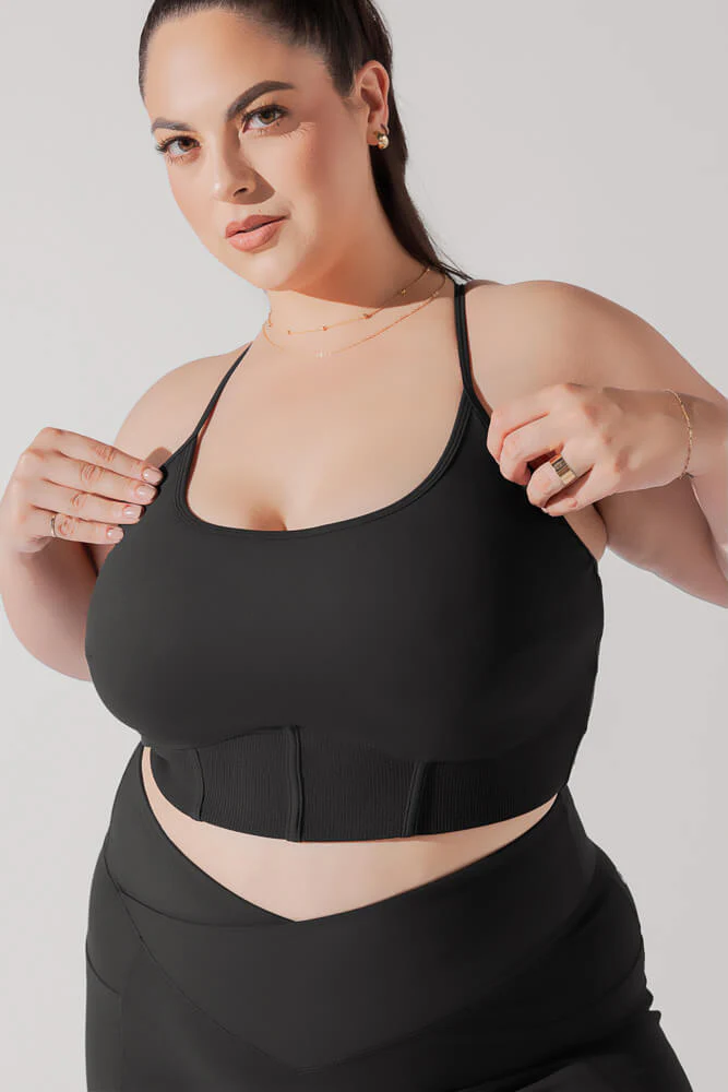 PliÃ© Corset Crop Bralette - Black
