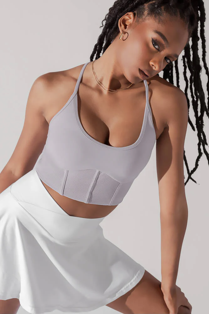 PliÃ© Corset Crop Bralette - Lavender Grey