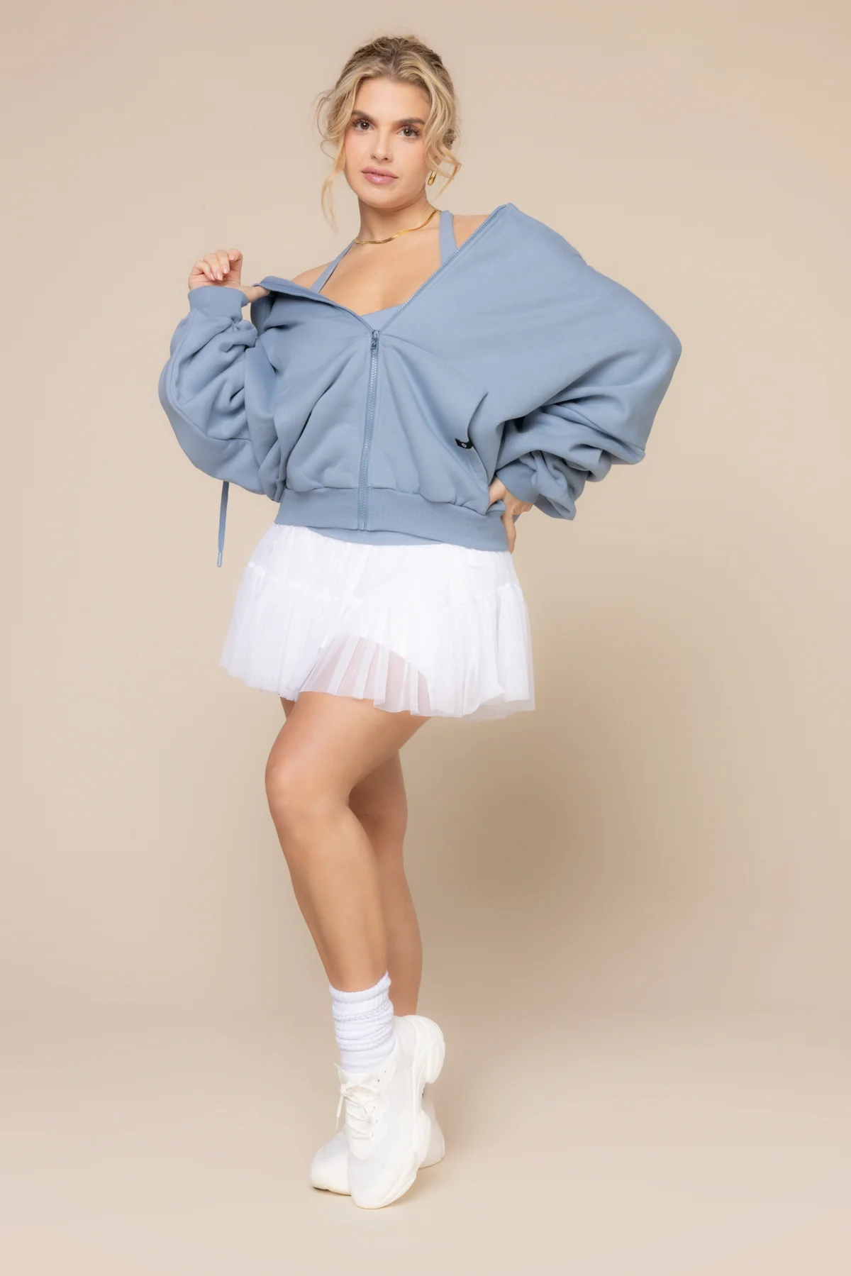 Zip Cloud Hoodie - Blue Storm
