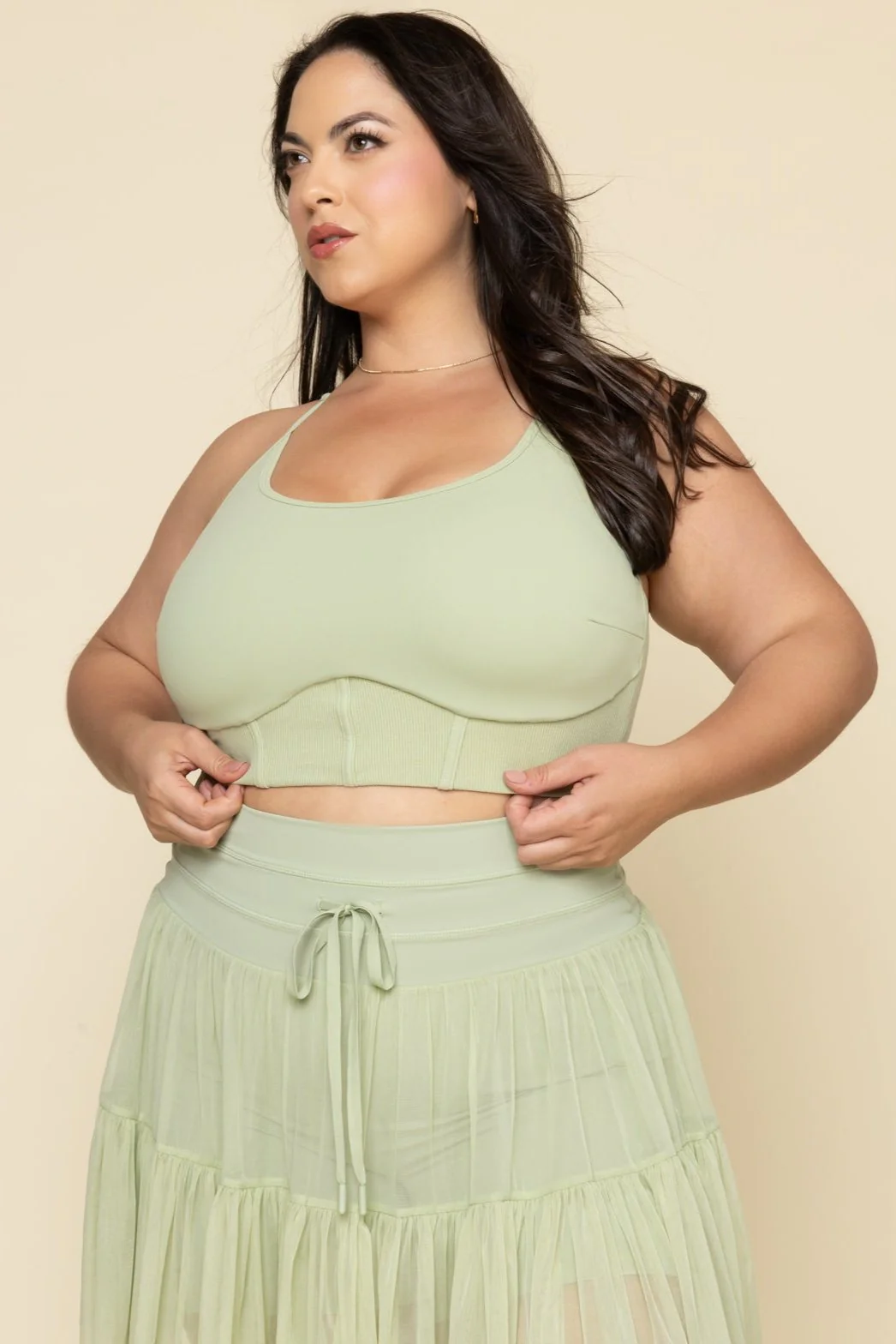 PliÃ© Corset Crop Bralette - Pistachio