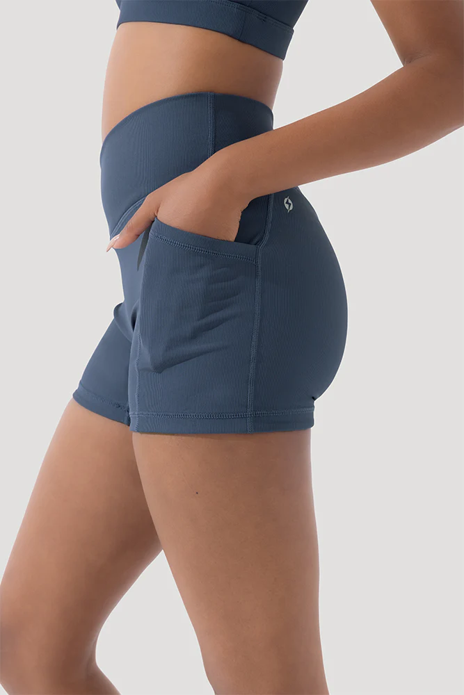 Crisscross HourglassÂ® Midi Shorts with Pockets (Ribbed) - Dark Navy