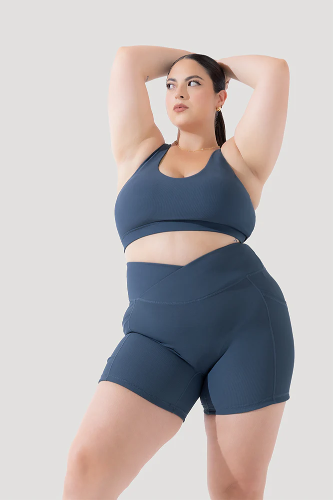 Crisscross HourglassÂ® Midi Shorts with Pockets (Ribbed) - Dark Navy