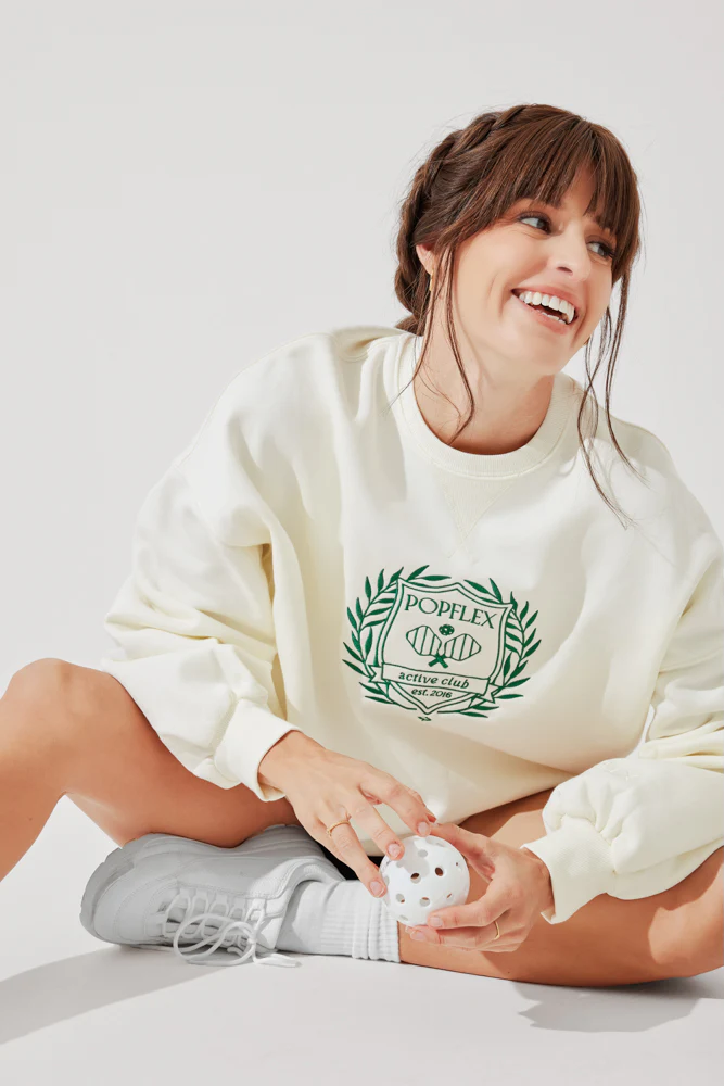 POPFLEXÂ® Active Club Cloud Crewneck Sweater - Cream