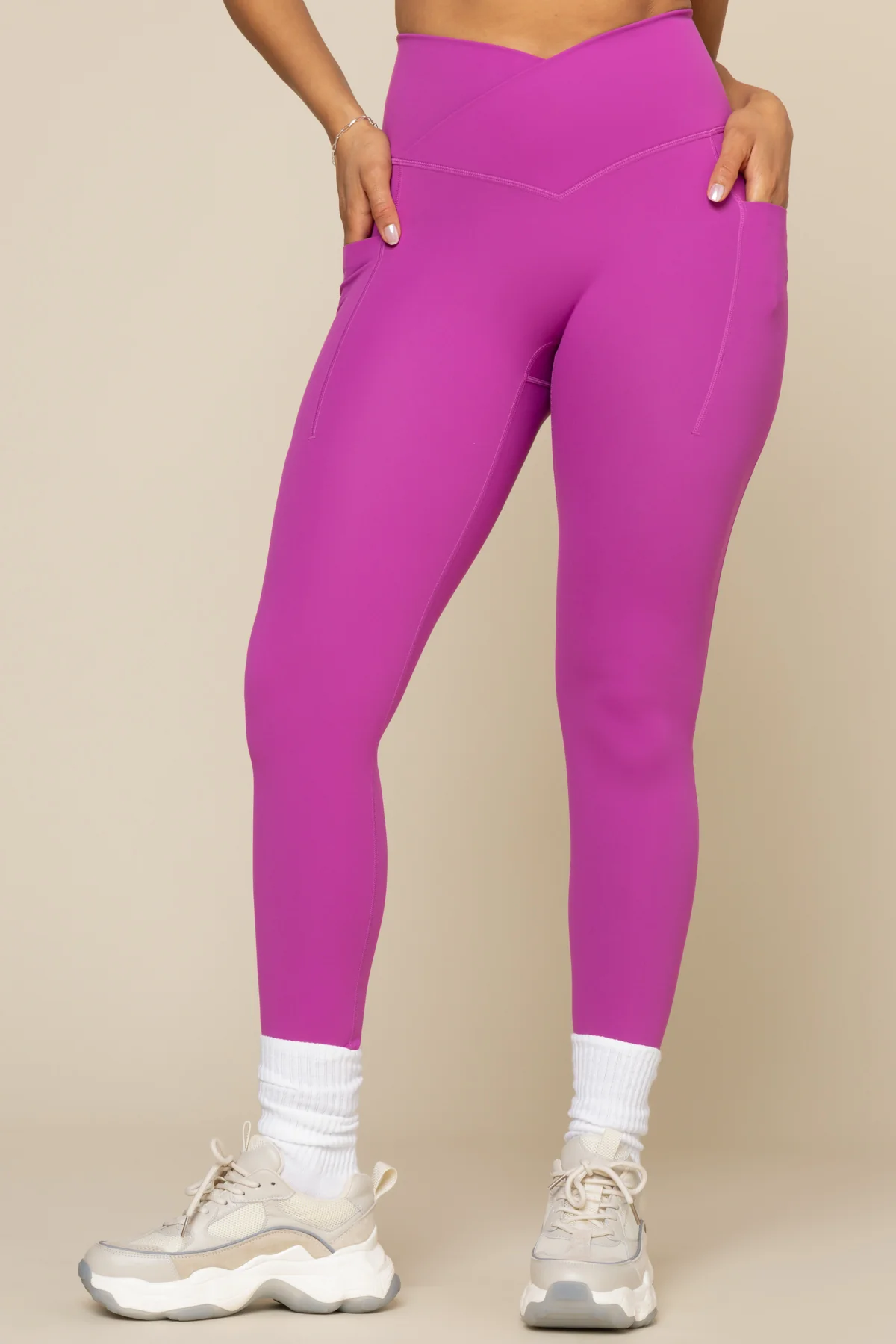 Crisscross HourglassÂ® Leggings with Pockets - Royal Orchid