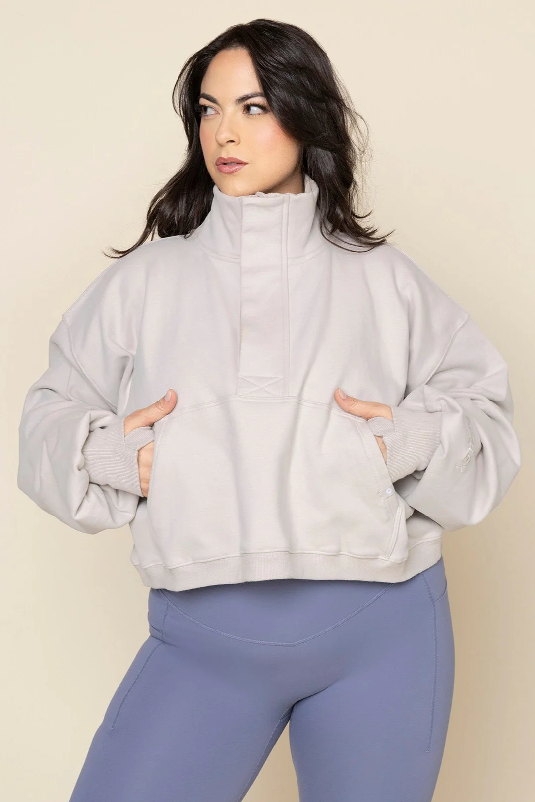 Ooey Gooey Crop Half Zip - Silver Birch