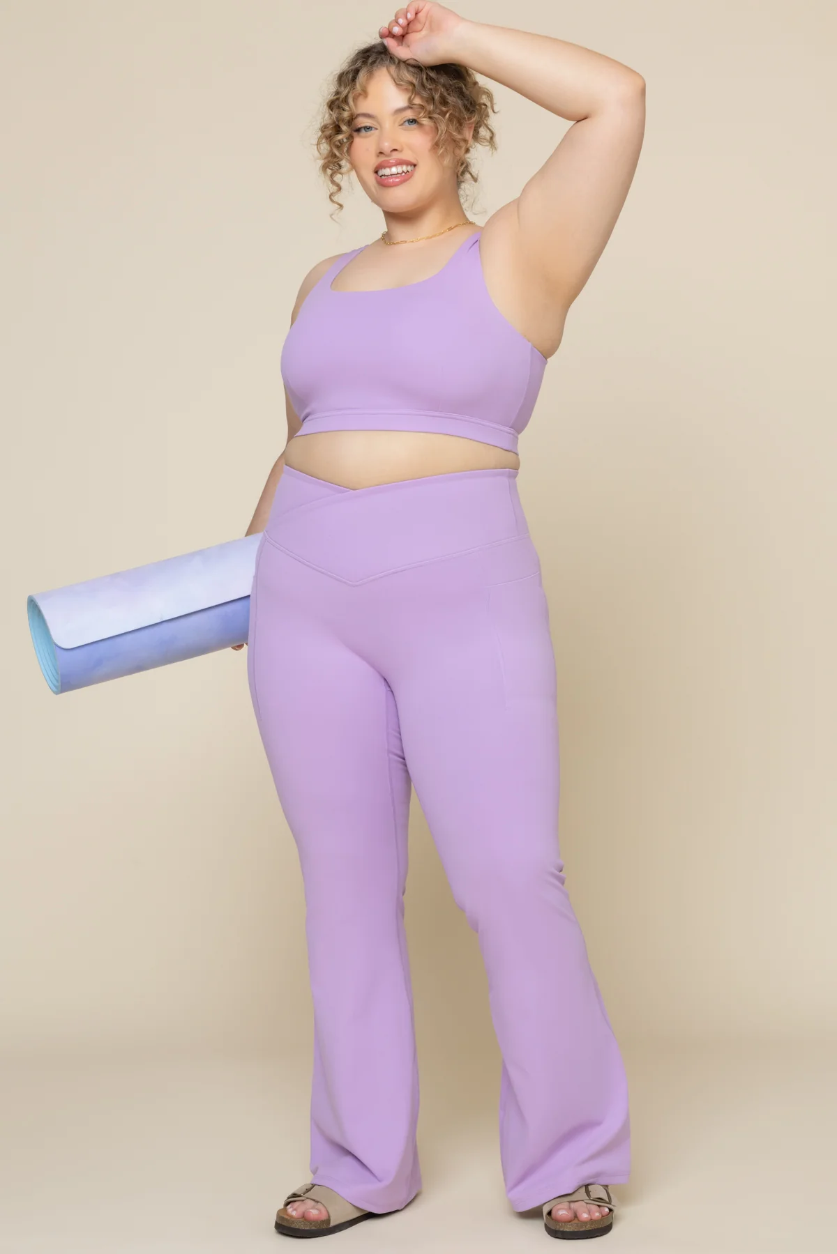 Crisscross HourglassÂ® Flared Leggings with Pockets - Mystic Purple