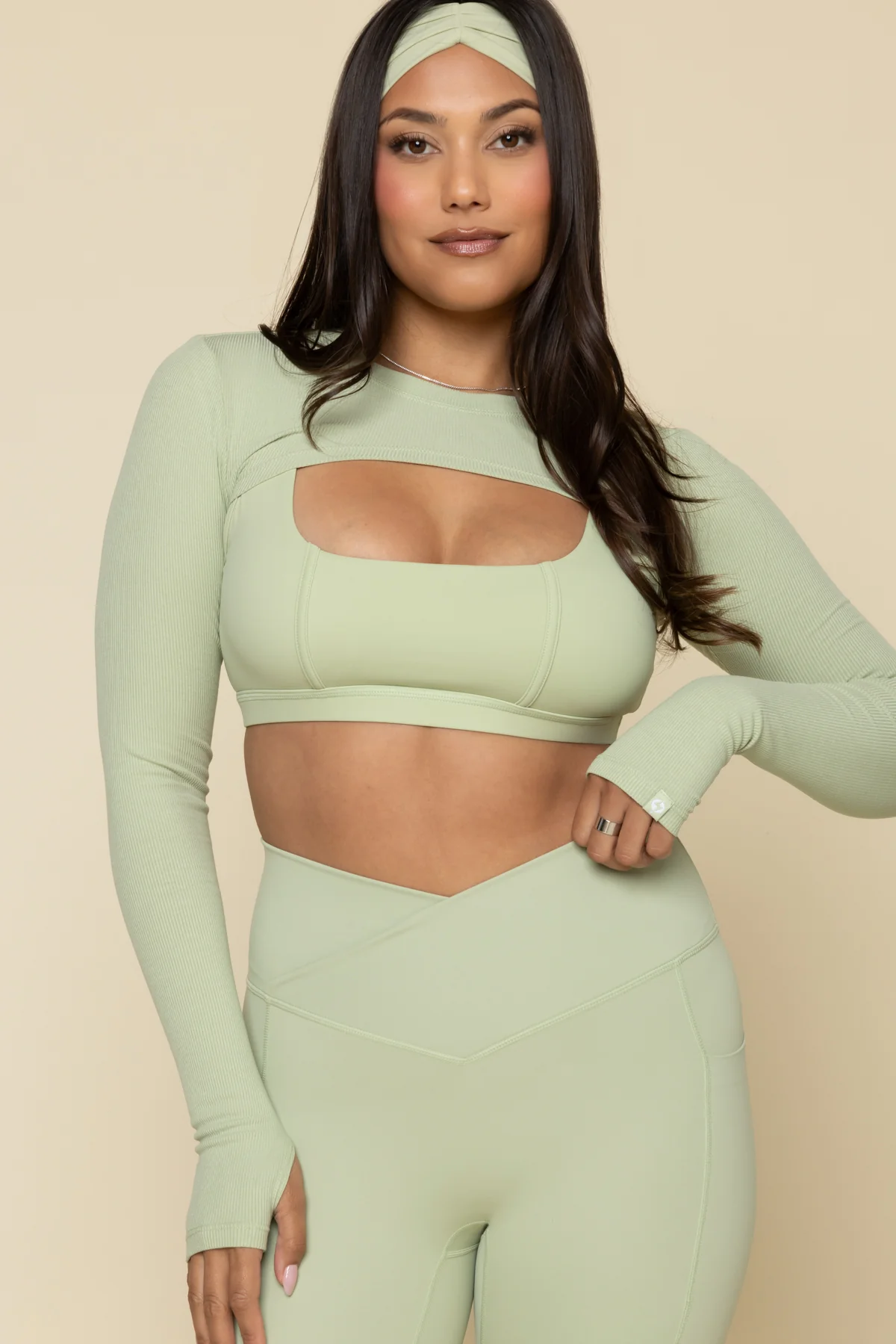 RelevÃ© Ribbed Shrug - Pistachio