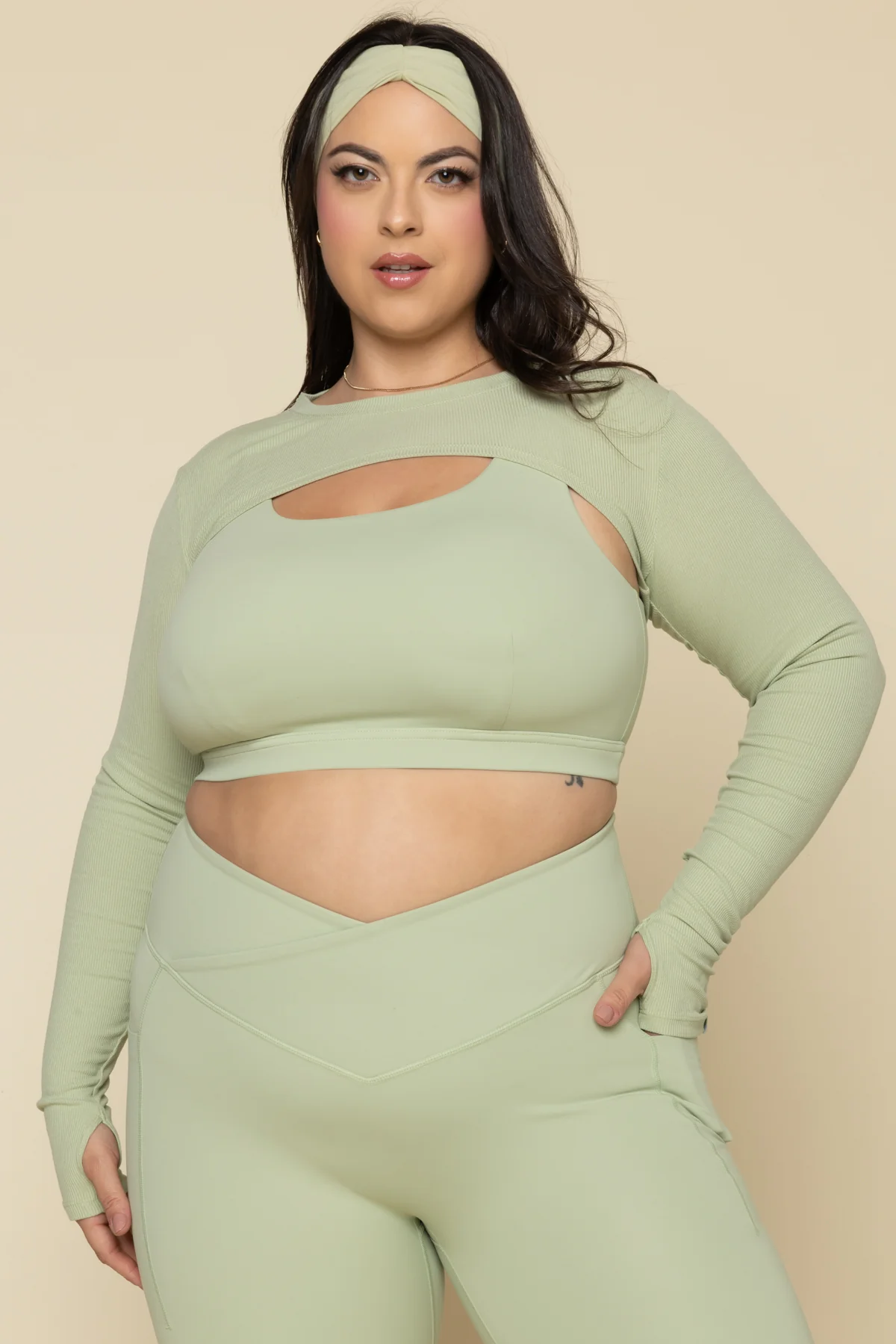 RelevÃ© Ribbed Shrug - Pistachio