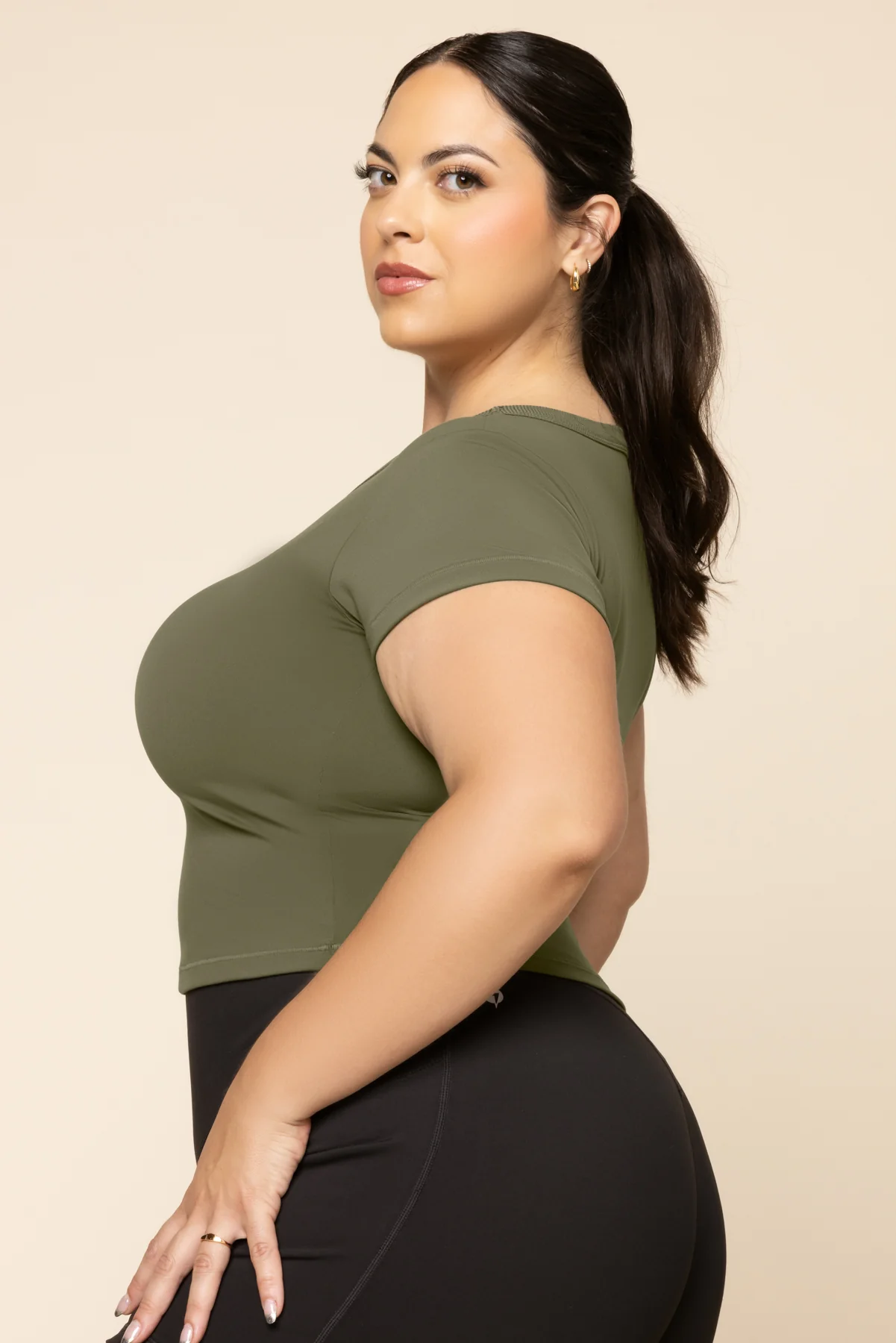 Call Me Baby Reversible Tee (Cropped) - Dark Olive