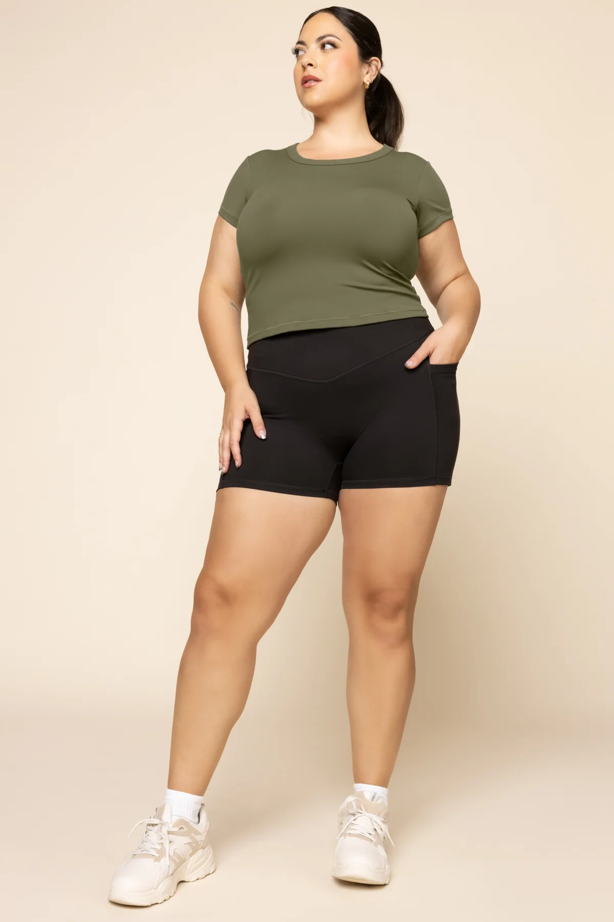 Call Me Baby Reversible Tee (Cropped) - Dark Olive