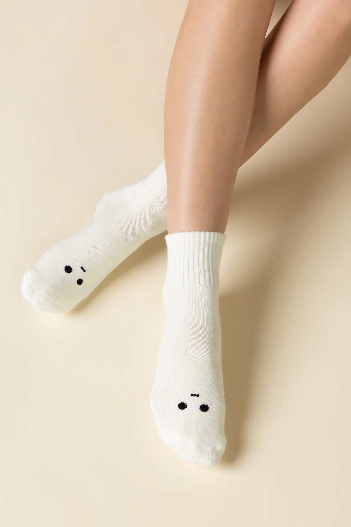 Mixed Emotions Crew Socks - Meh Face