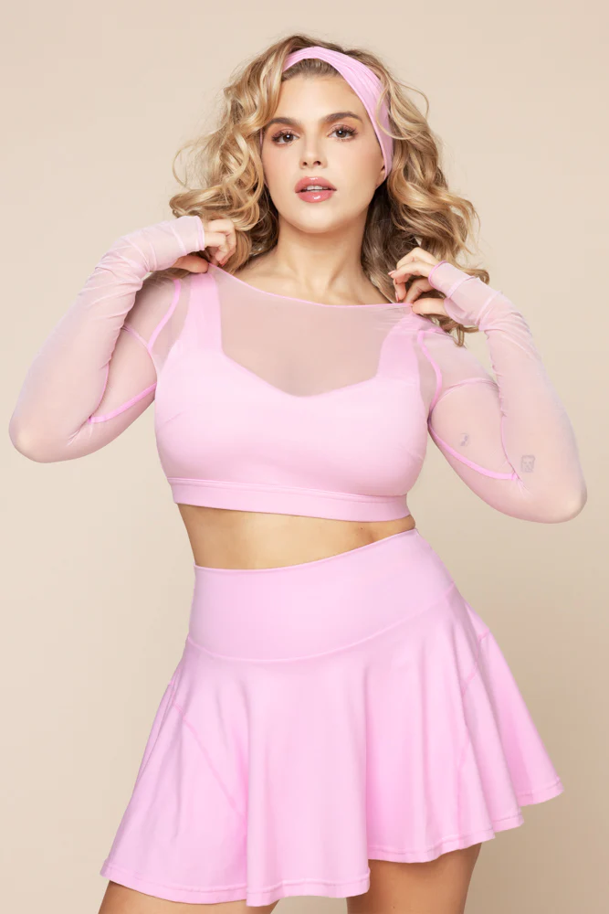 Coquette Long Sleeve Mesh Bra - Bubblegum