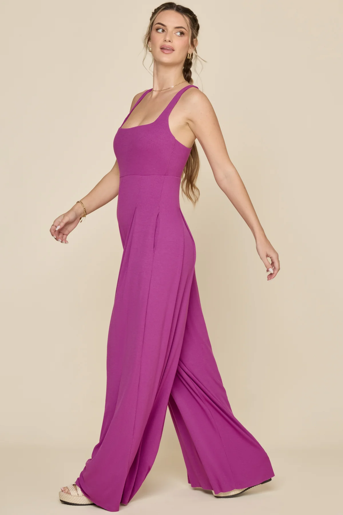 Go With The Flow Jumpsuit - Royal Orchid