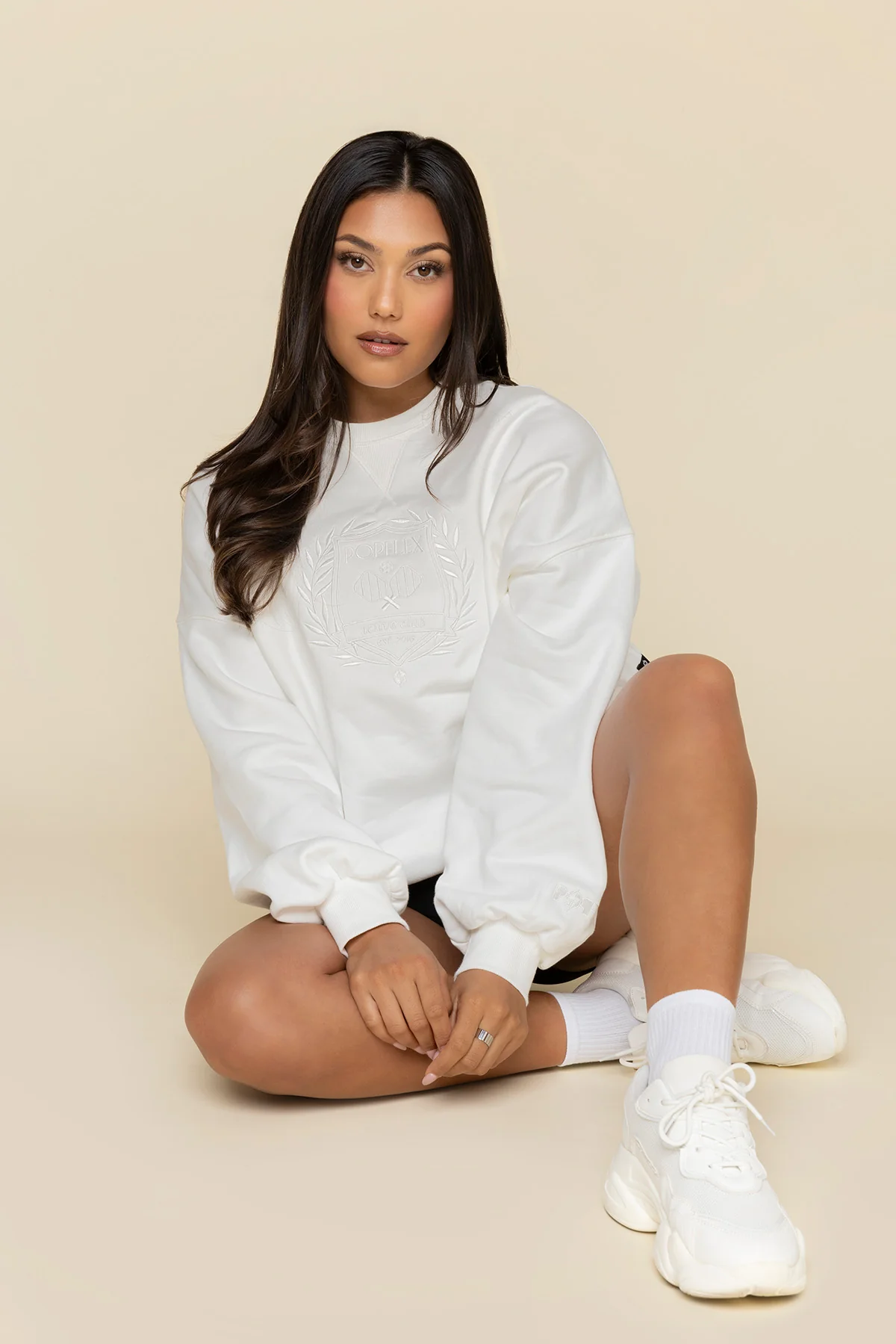 POPFLEXÂ® Active Club Cloud Crewneck Sweater - White