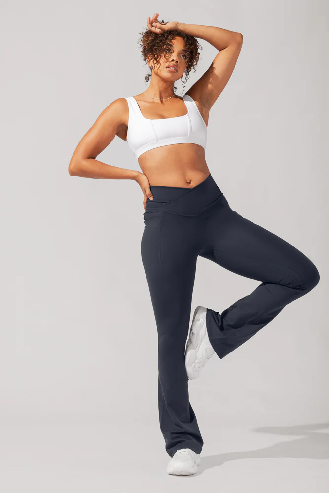 Crisscross HourglassÂ® Flared Leggings with Pockets - Smoky Navy