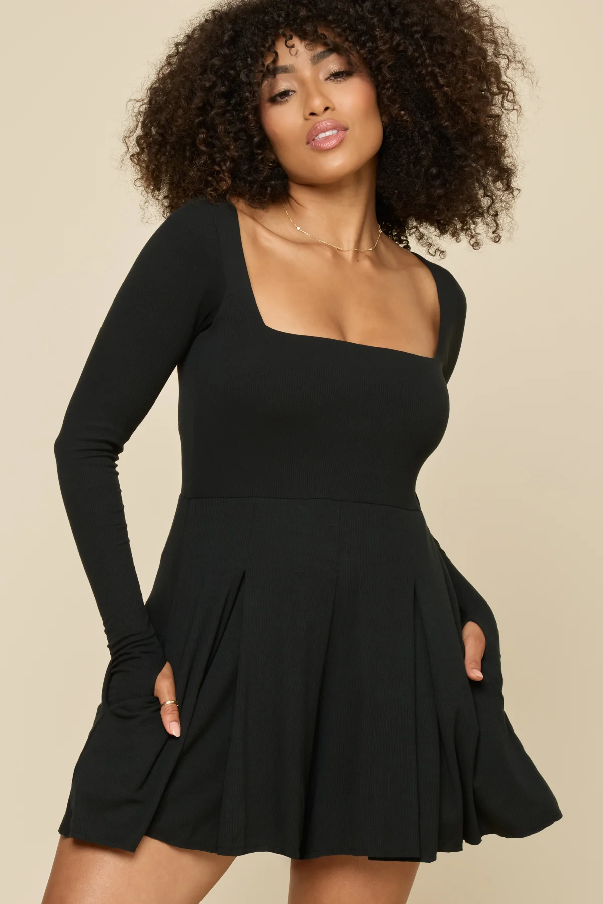 Go with the Flow Long Sleeve Romper - Black