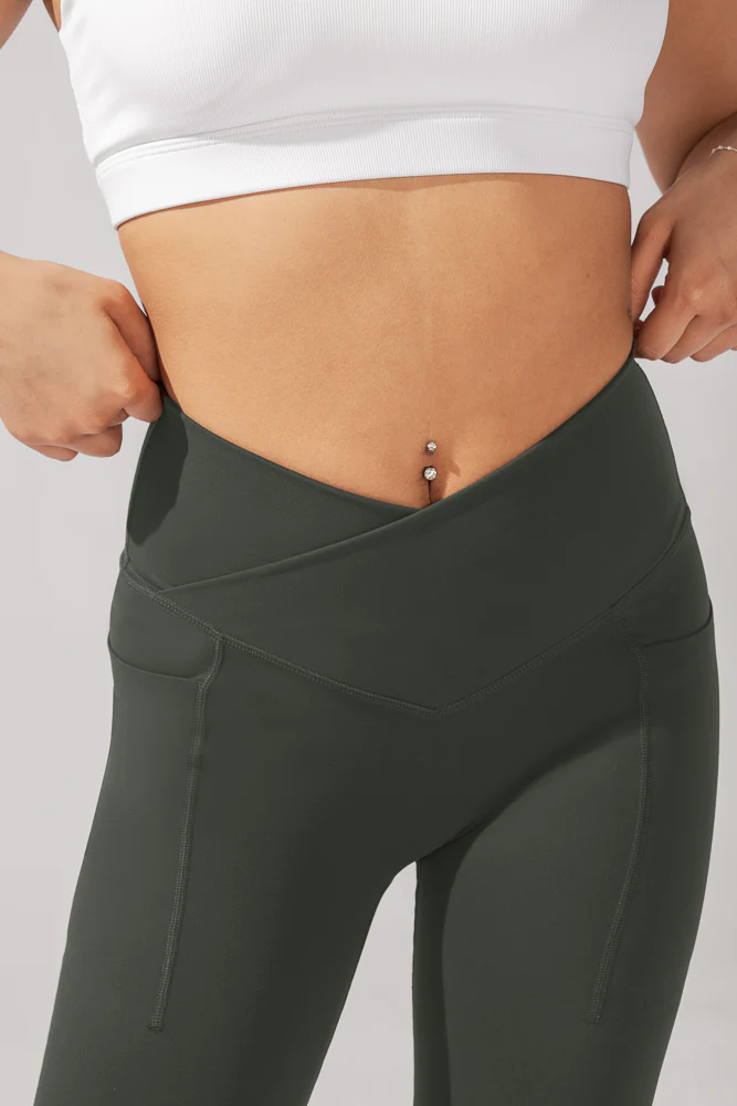 Crisscross HourglassÂ® Flared Leggings with Pockets - Forestwood