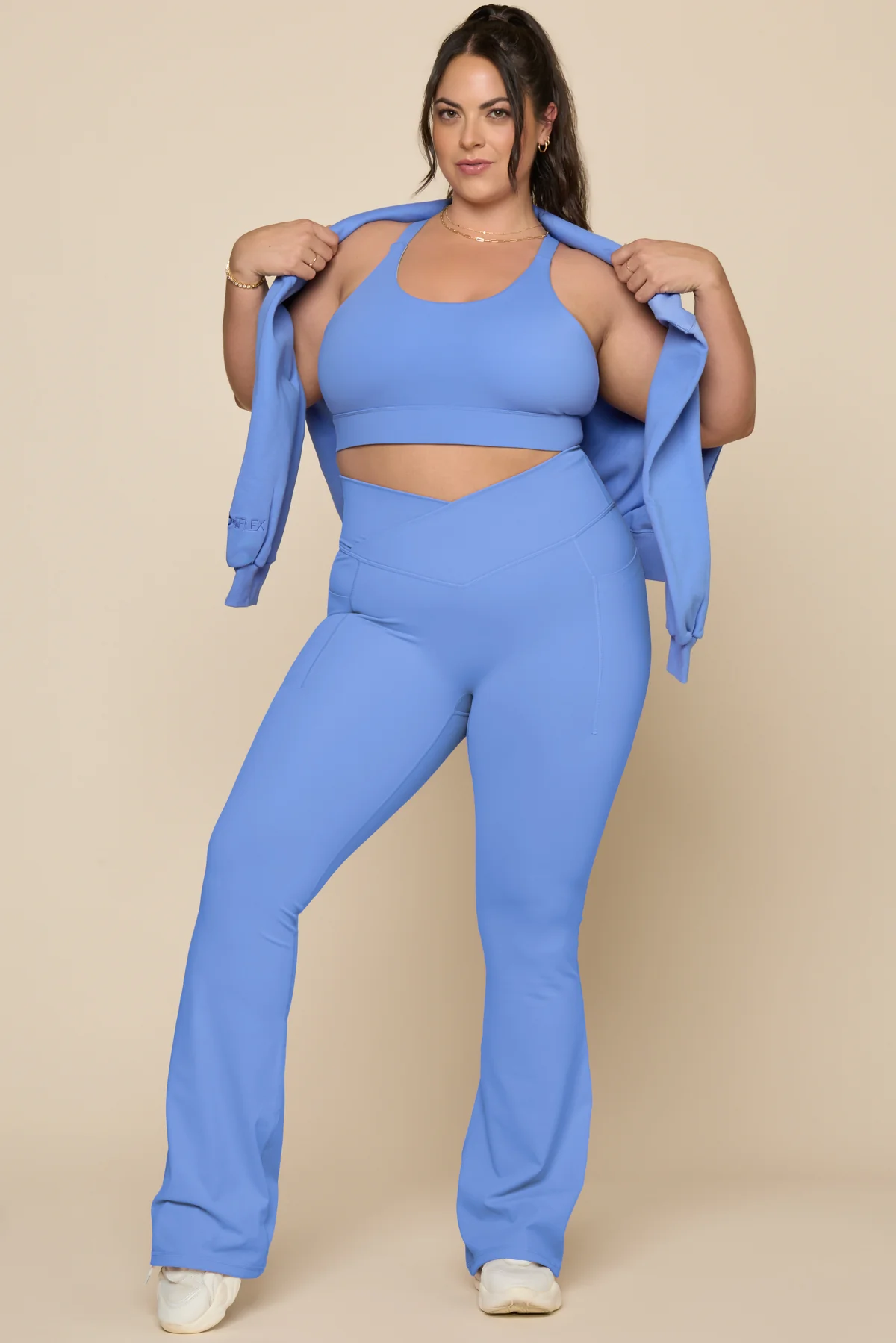 Crisscross HourglassÂ® Flared Leggings with Pockets - Nordic Blue