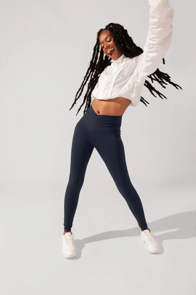 Crisscross HourglassÂ® Leggings with Pockets - Smoky Navy