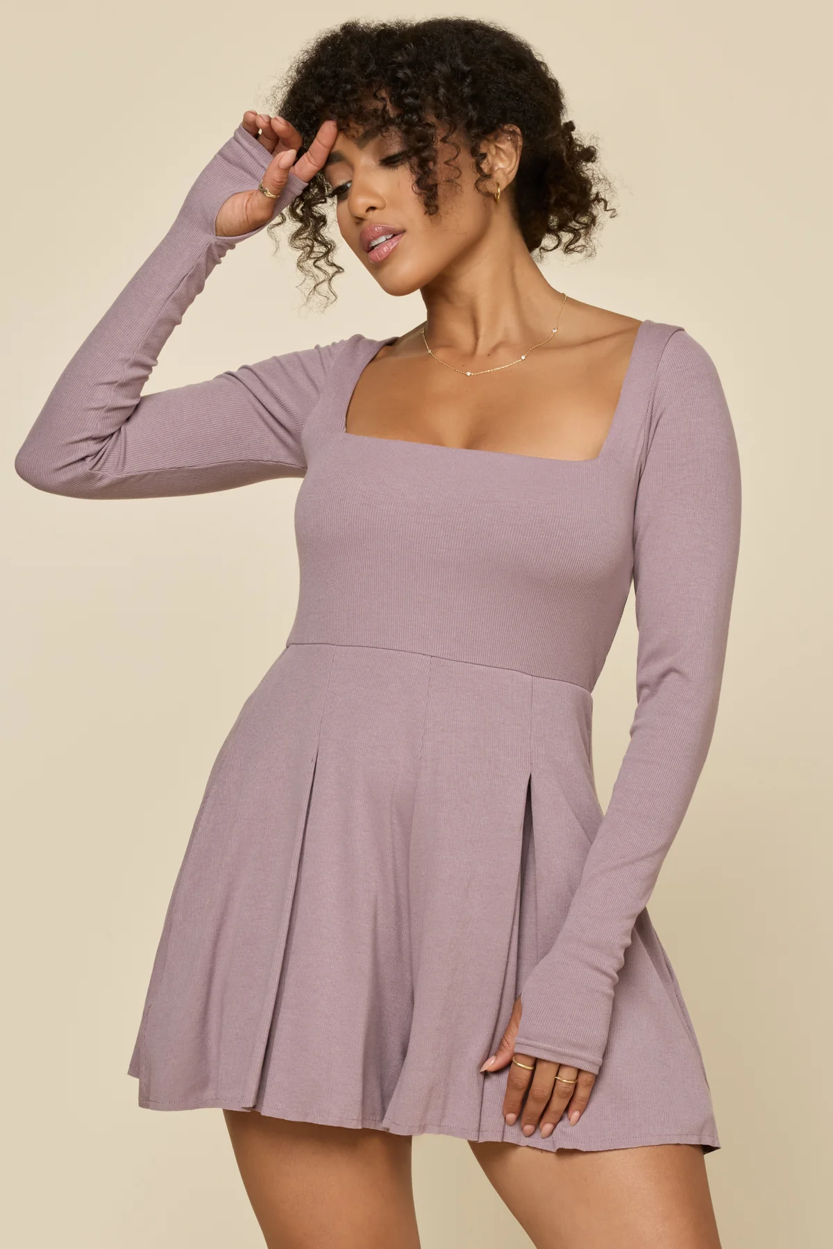 Go with the Flow Long Sleeve Romper - Dusty Mauve